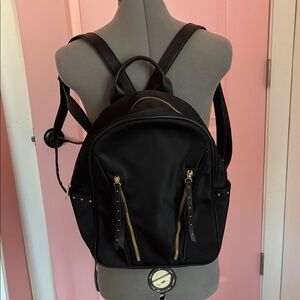 LD Stylish Black Backpack with Gold Accents